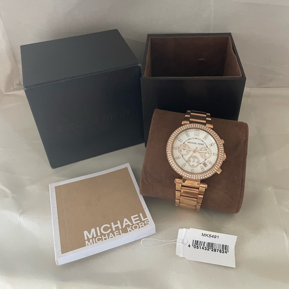 MICHAEL KORS-Parker Chronograph Rose Gold-Tone Ladies Watch - Picture 1 of 2